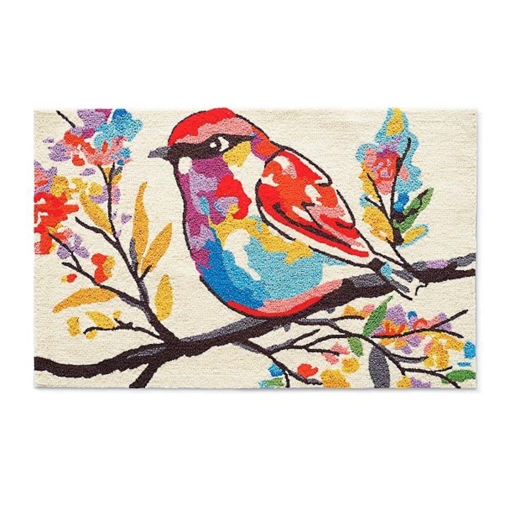 Grandin Road Watercolor Bird Outdoor Mat